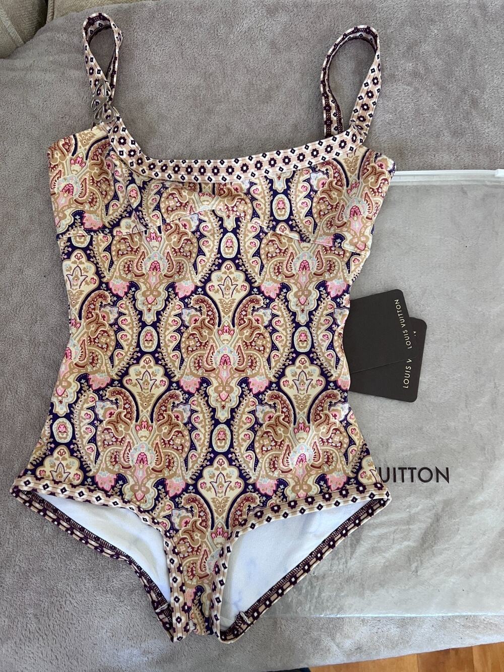 Louis Vuitton Vintage Y2K womens 38 One-Piece Swimsuit Paisley Print NWT luxury